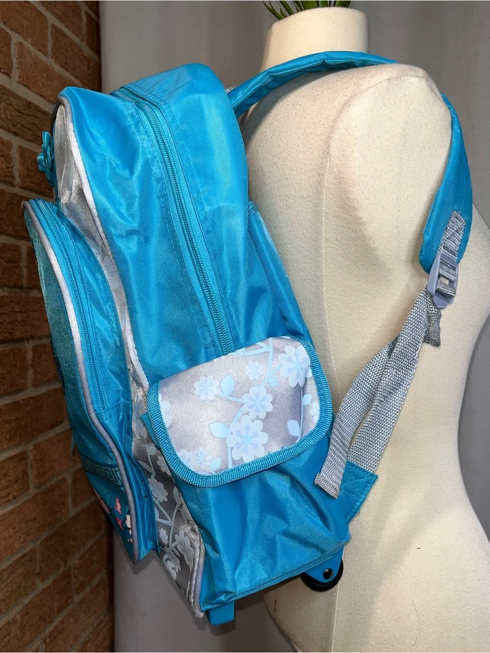 Hello Kitty Rolling Backpack Blue Cherry Blossom School Bag Sanrio